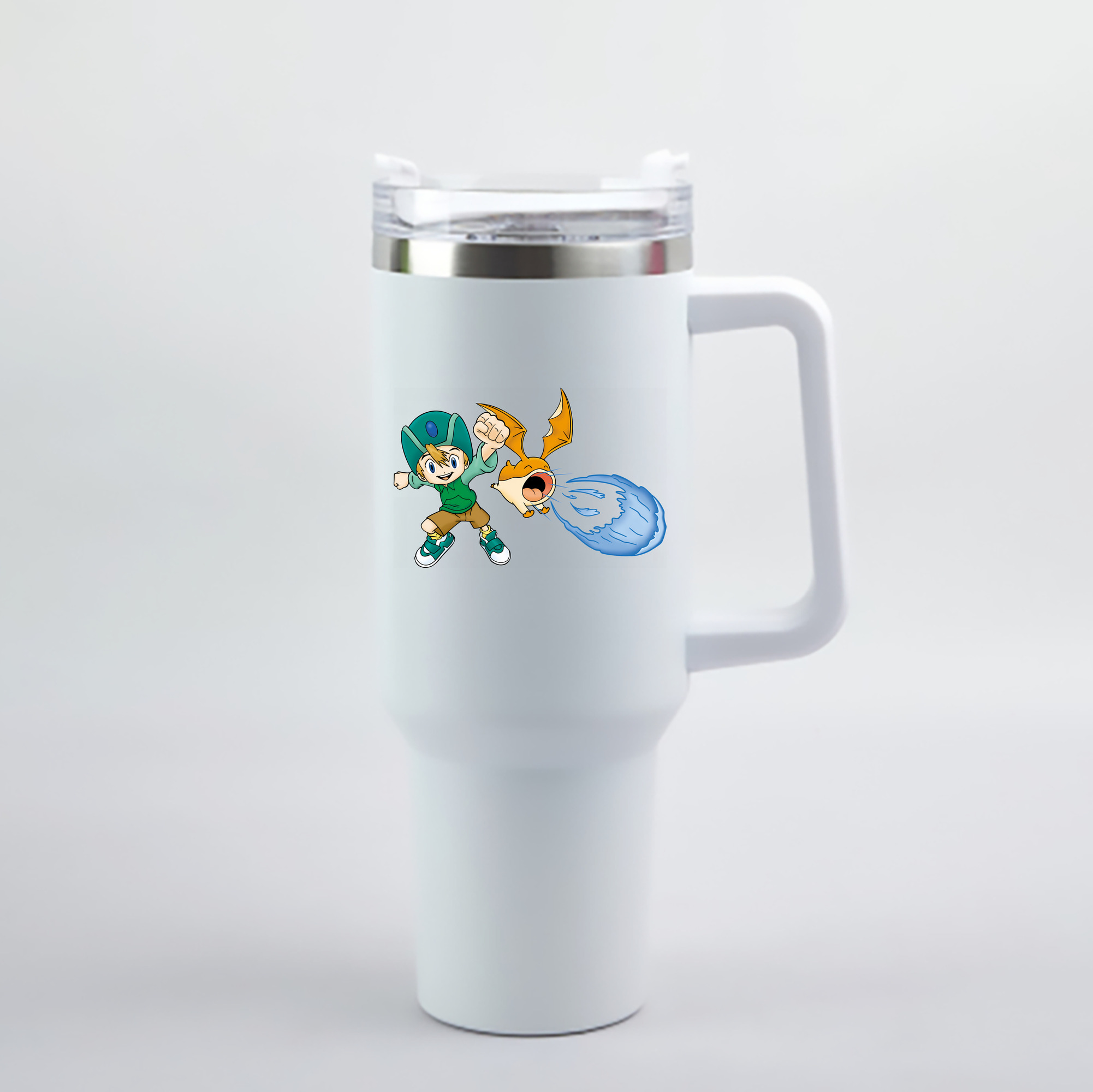 （画像用） Digimon デジタルモンスター/デジモン 1200mL車用タンブラー - クリスタルステッカー（プラスチックストロー付き）