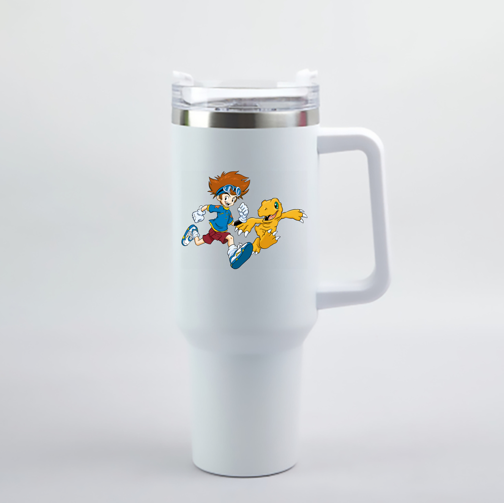 （画像用） Digimon デジタルモンスター/デジモン 1200mL車用タンブラー - クリスタルステッカー（プラスチックストロー付き）