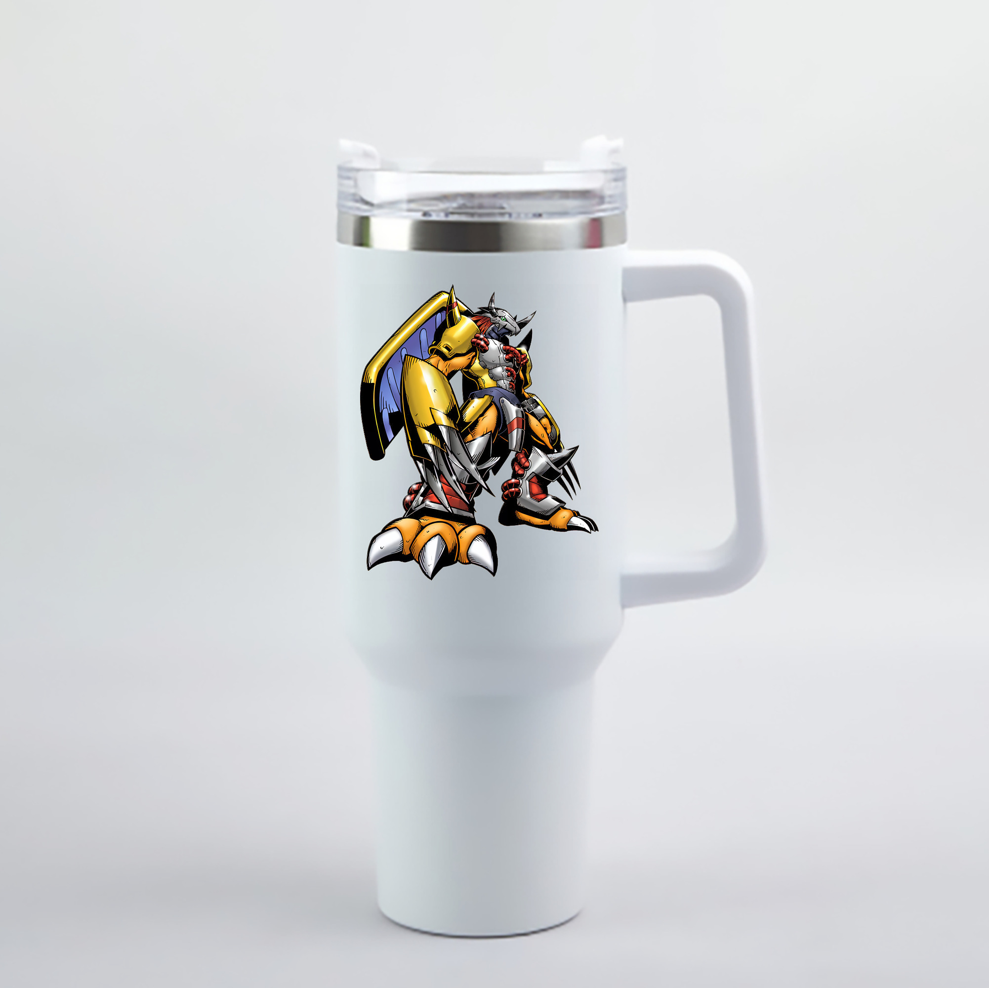 （画像用） Digimon デジタルモンスター/デジモン 1200mL車用タンブラー - クリスタルステッカー（プラスチックストロー付き）