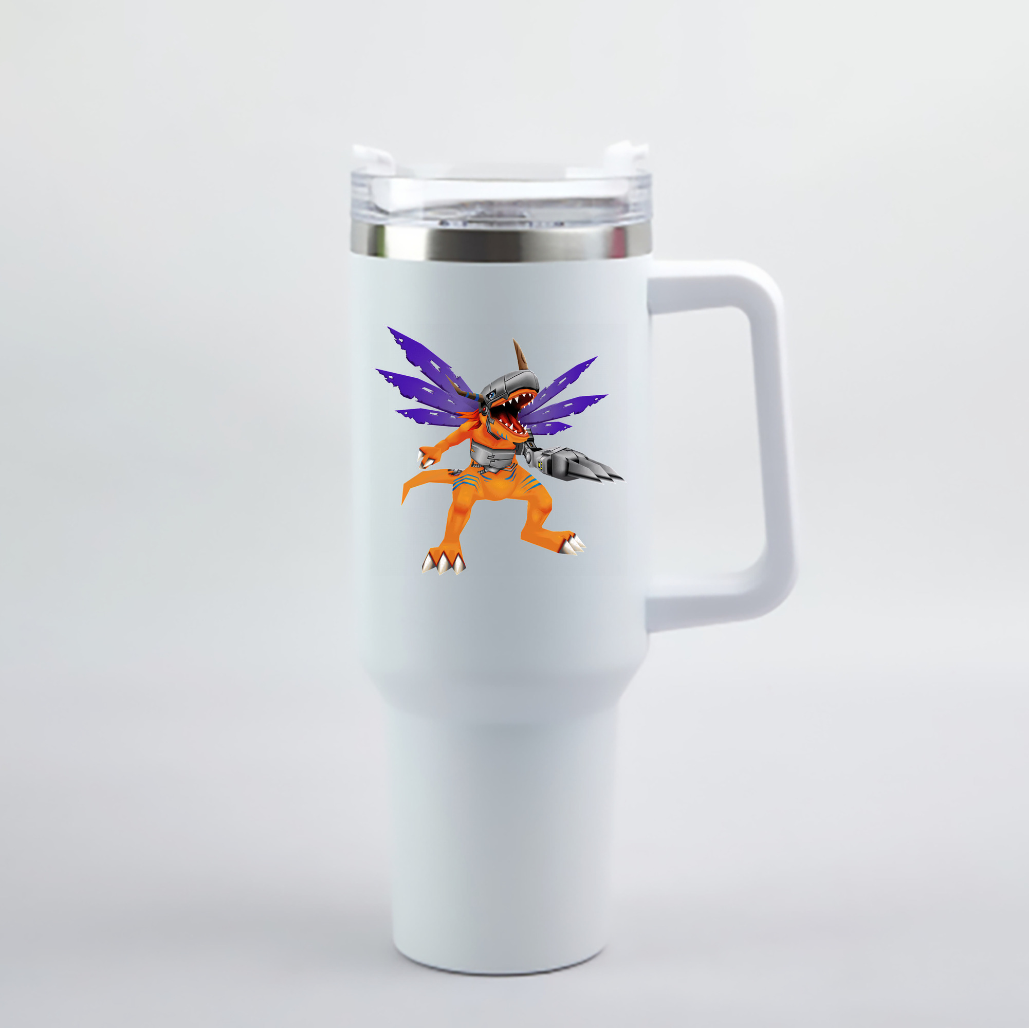 （画像用） Digimon デジタルモンスター/デジモン 1200mL車用タンブラー - クリスタルステッカー（プラスチックストロー付き）