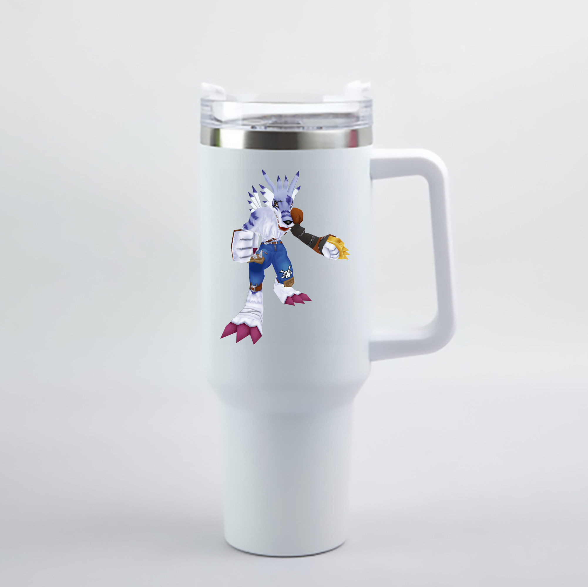 （画像用） Digimon デジタルモンスター/デジモン 1200mL車用タンブラー - クリスタルステッカー（プラスチックストロー付き）