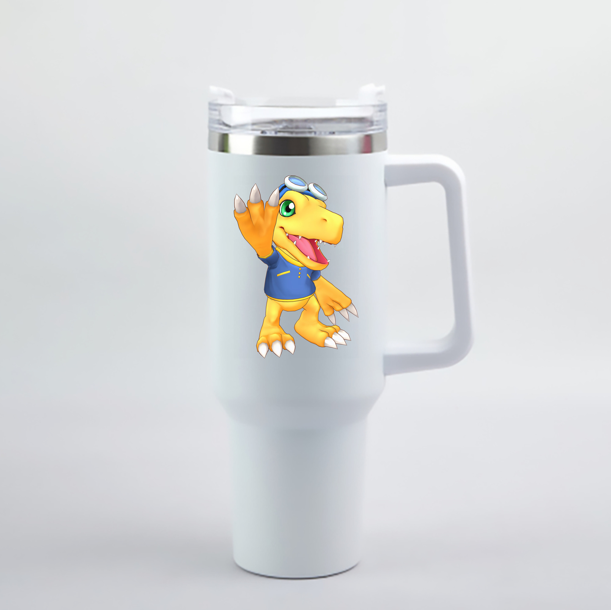 （画像用） Digimon デジタルモンスター/デジモン 1200mL車用タンブラー - クリスタルステッカー（プラスチックストロー付き）