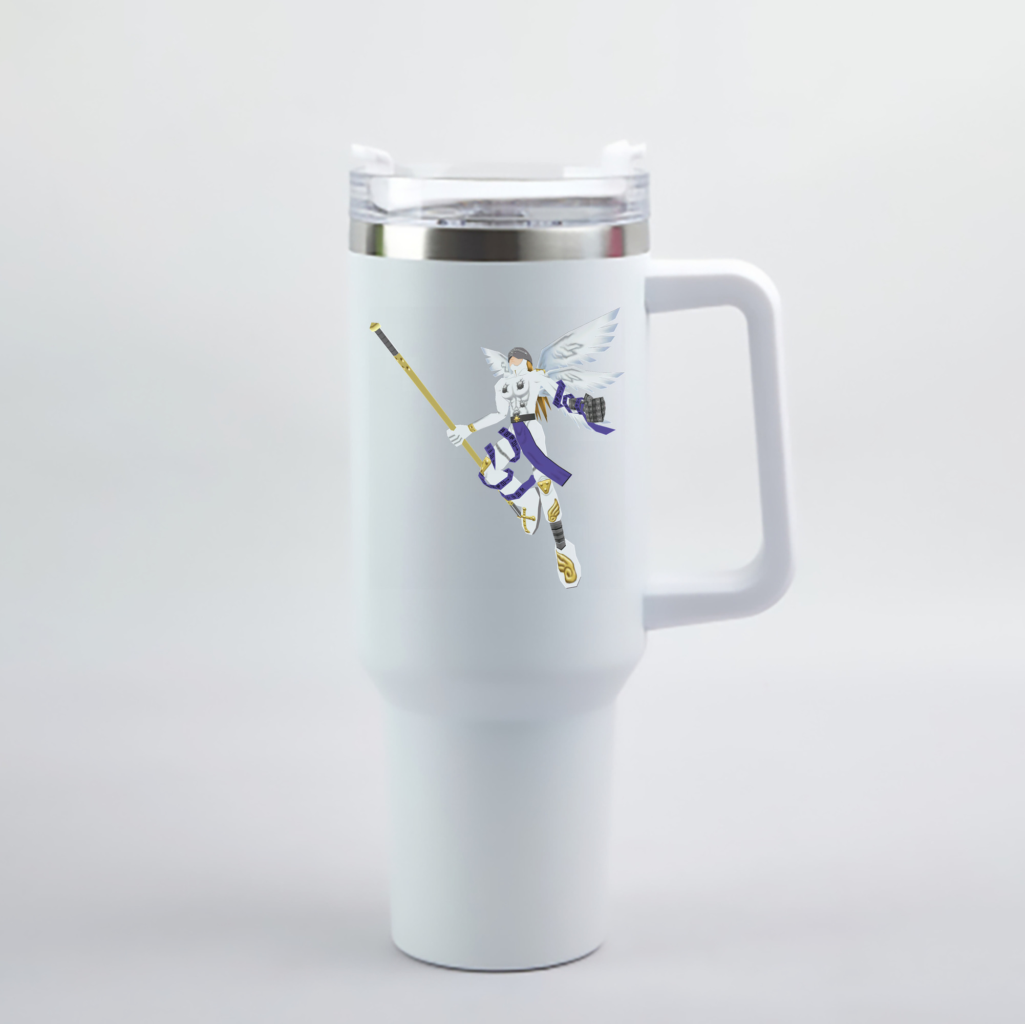 （画像用） Digimon デジタルモンスター/デジモン 1200mL車用タンブラー - クリスタルステッカー（プラスチックストロー付き）