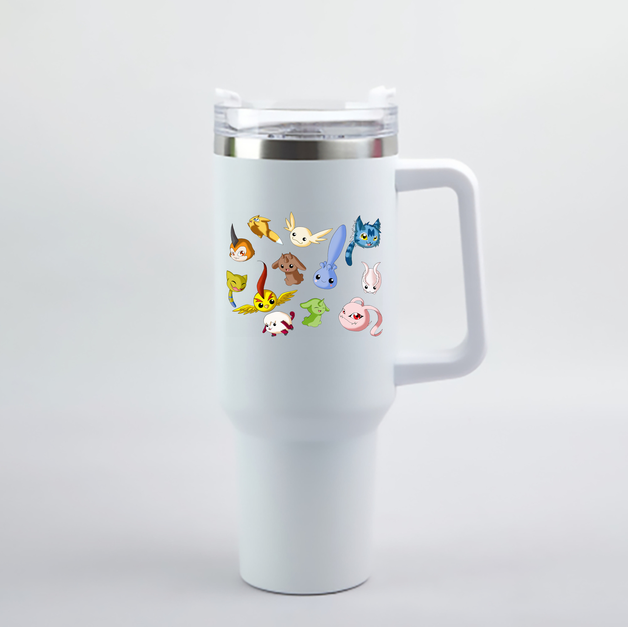 （画像用） Digimon デジタルモンスター/デジモン 1200mL車用タンブラー - クリスタルステッカー（プラスチックストロー付き）