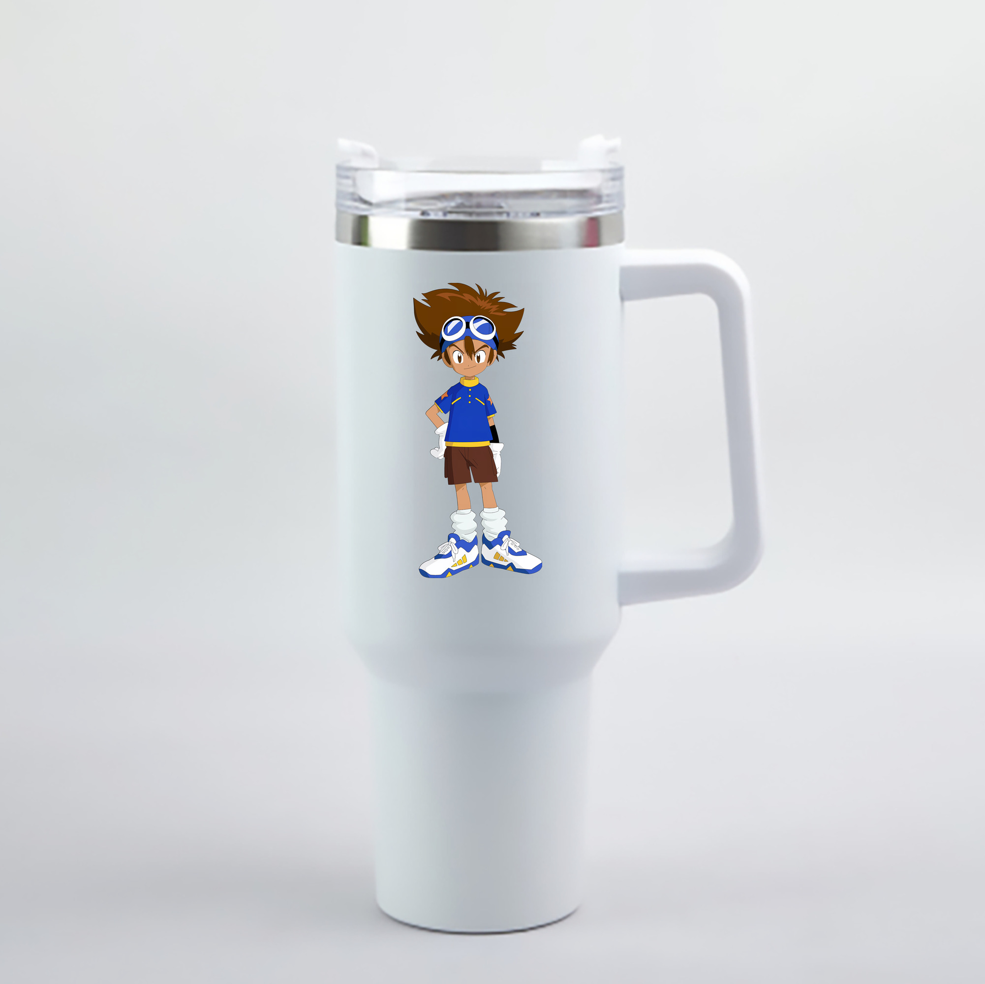 （画像用） Digimon デジタルモンスター/デジモン 1200mL車用タンブラー - クリスタルステッカー（プラスチックストロー付き）
