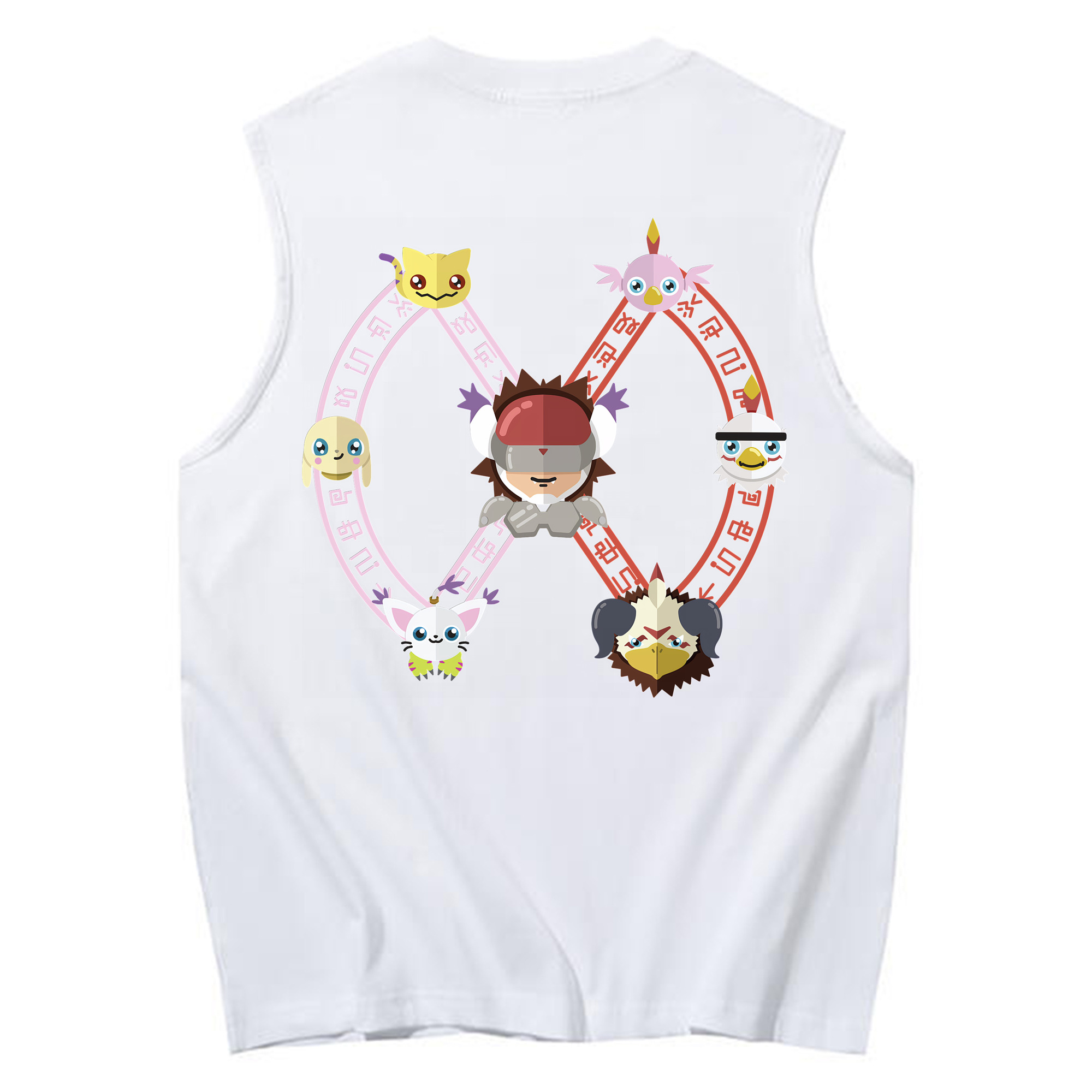 （画像用） Digimon デジタルモンスター/デジモン コットン100％タンクトップ（背面プリント）