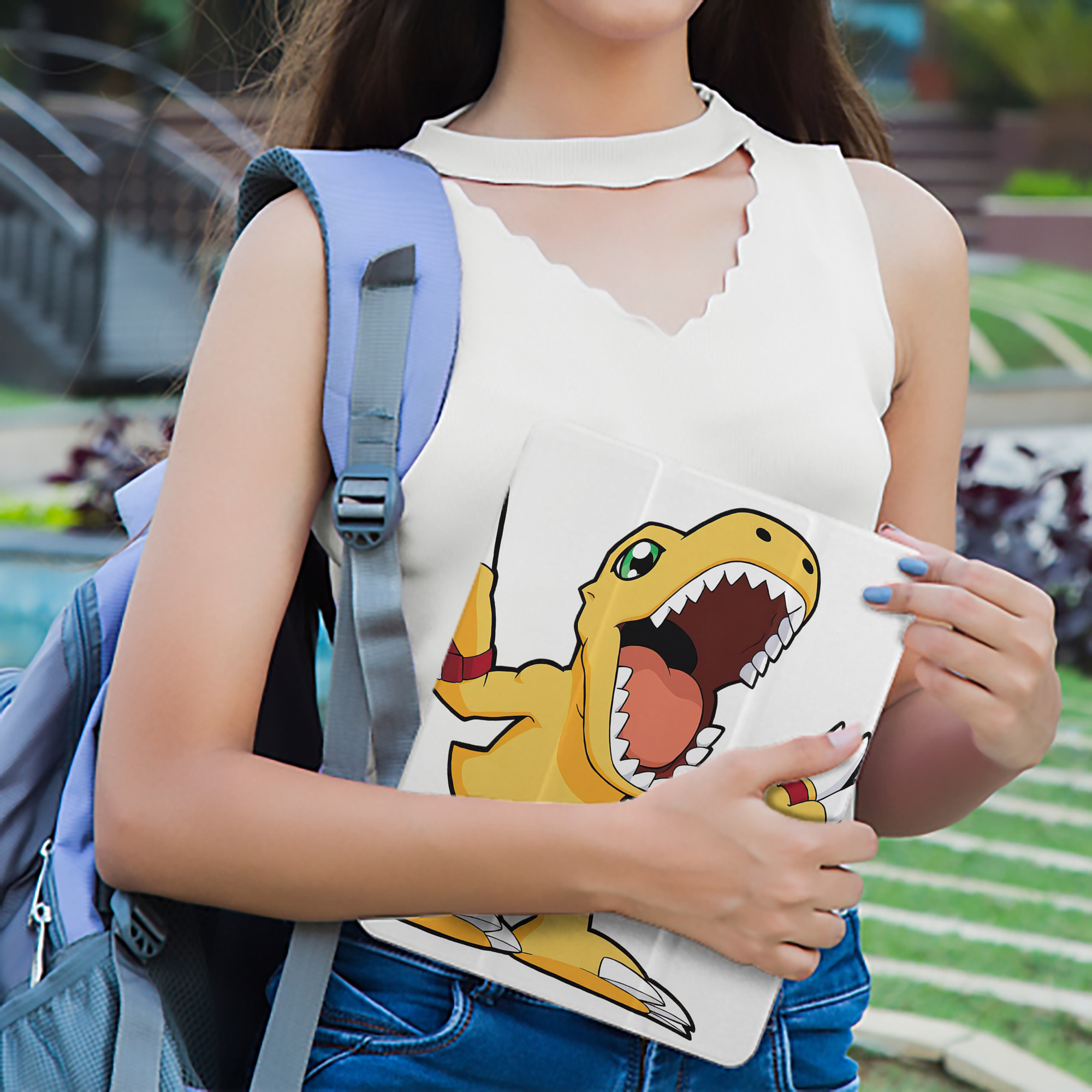Digimon デジタルモンスター/デジモン IPad ケース ペン収納付き 三つ折りスタンド PUレザー×シリコン 対応機種9.5/10.5/10.9インチ