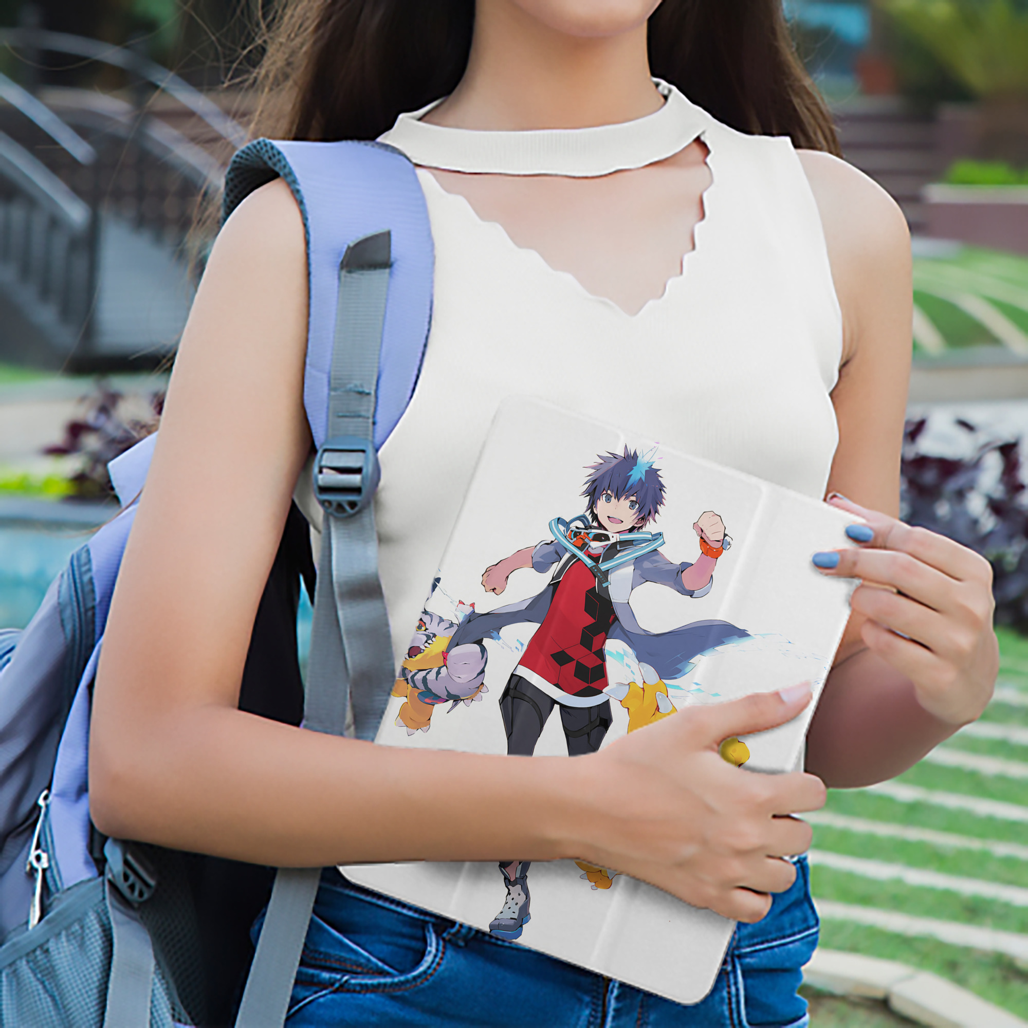 Digimon デジタルモンスター/デジモン IPad ケース ペン収納付き 三つ折りスタンド PUレザー×シリコン 対応機種9.5/10.5/10.9インチ