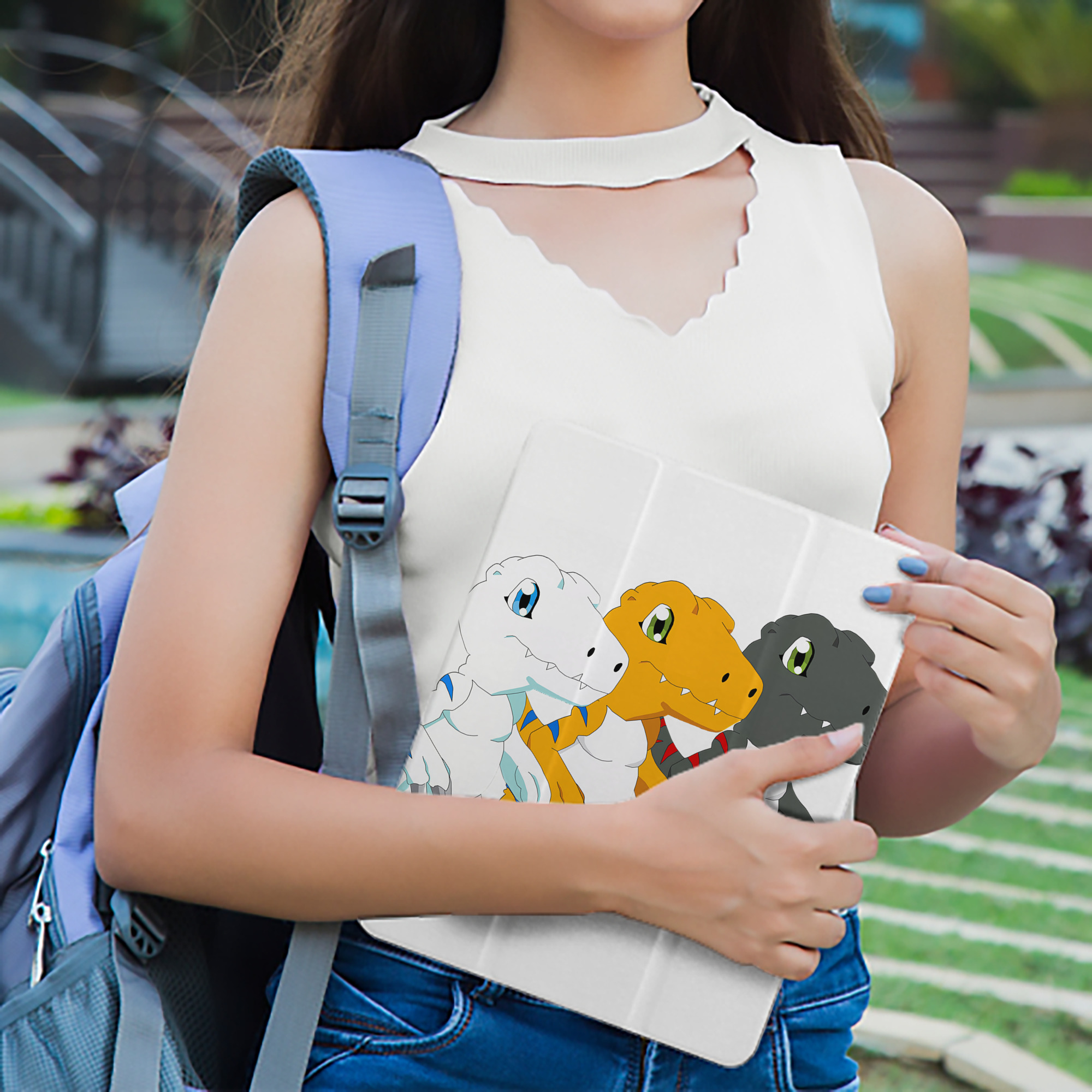 Digimon デジタルモンスター/デジモン IPad ケース ペン収納付き 三つ折りスタンド PUレザー×シリコン 対応機種9.5/10.5/10.9インチ