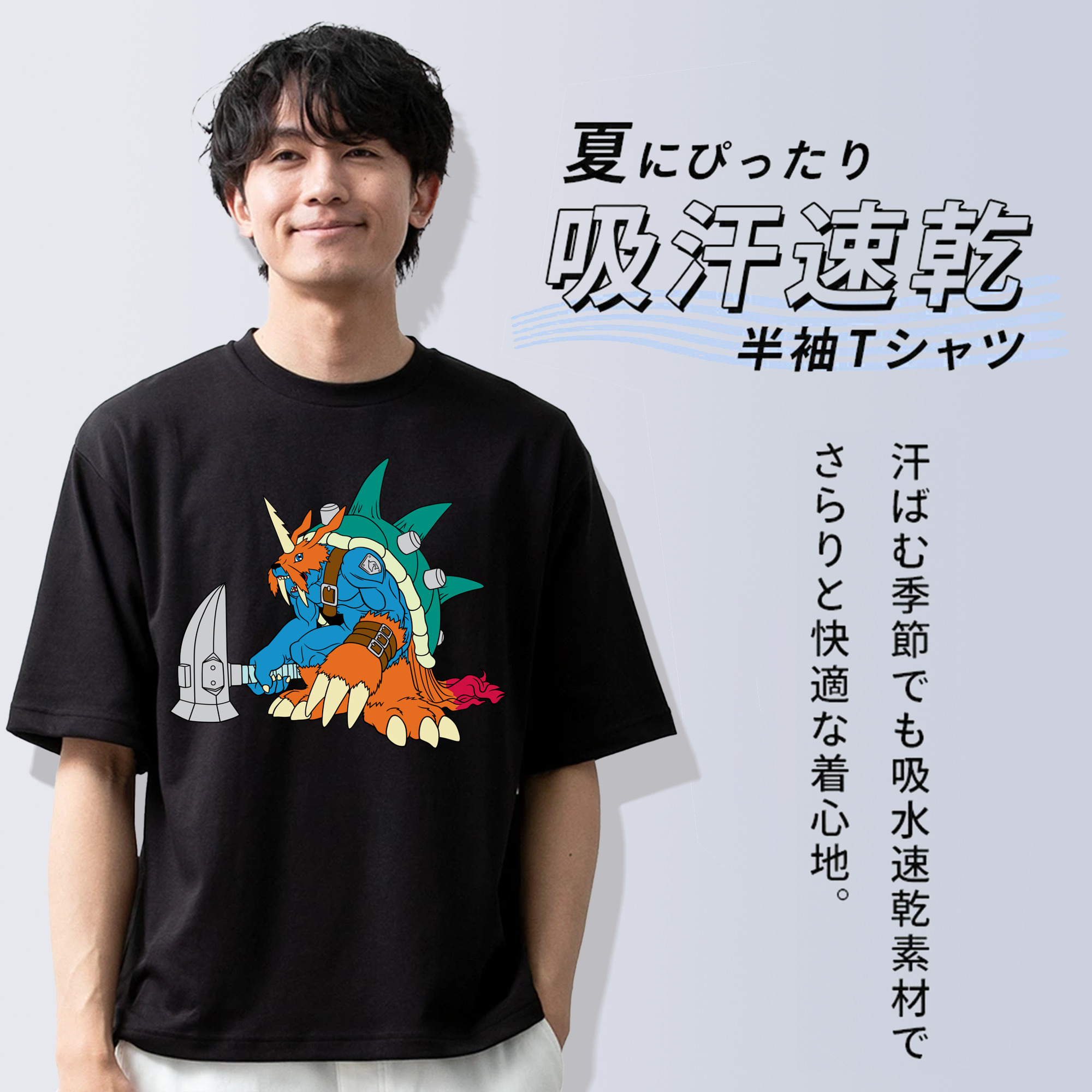 Digimon デジタルモンスター/デジモン 綿100％半袖Tシャツ（フロントプリント）