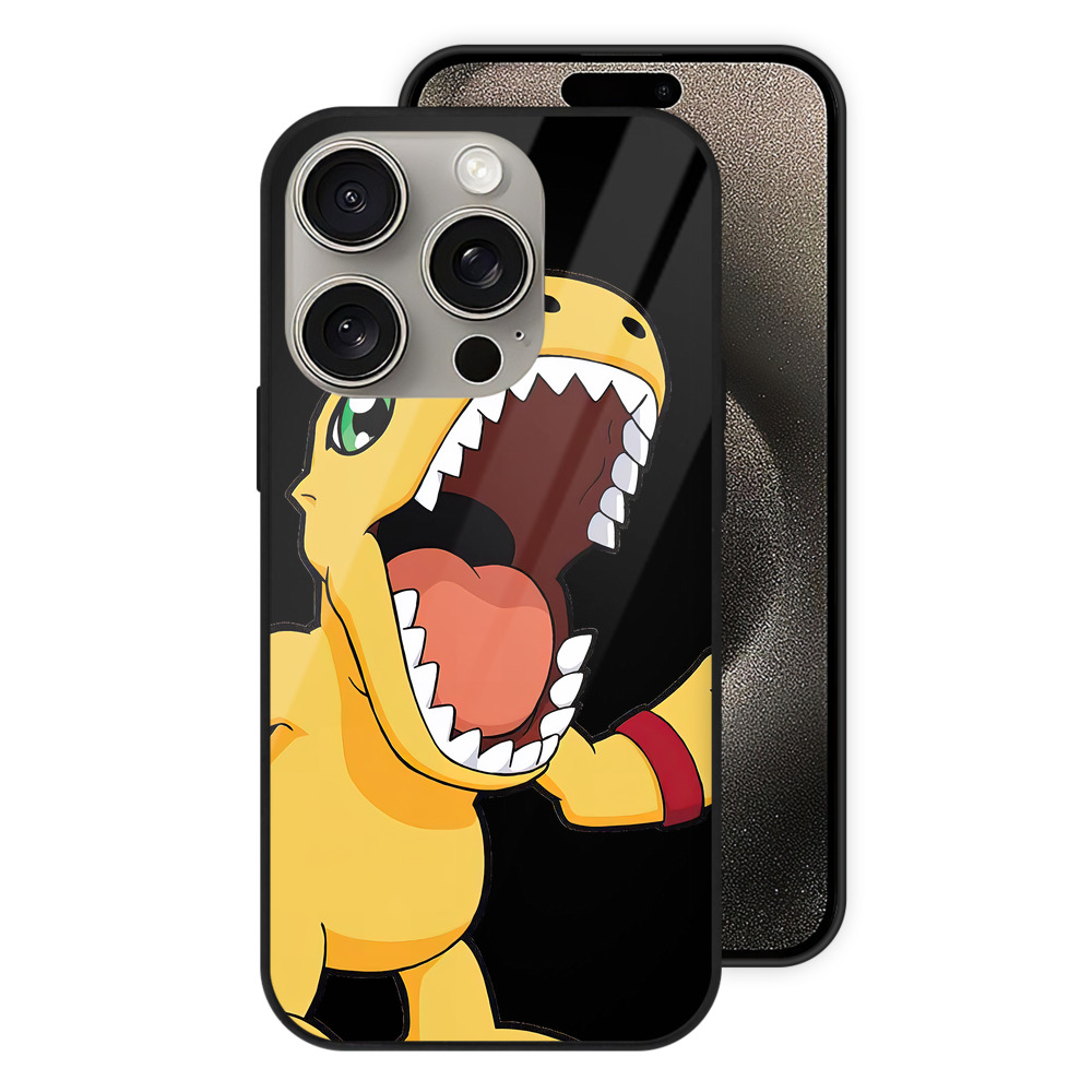（画像用） Digimon デジタルモンスター/デジモン 【iPhone15Pro対応】スマホケース 耐衝撃＆黄変防止 背面ガラス
