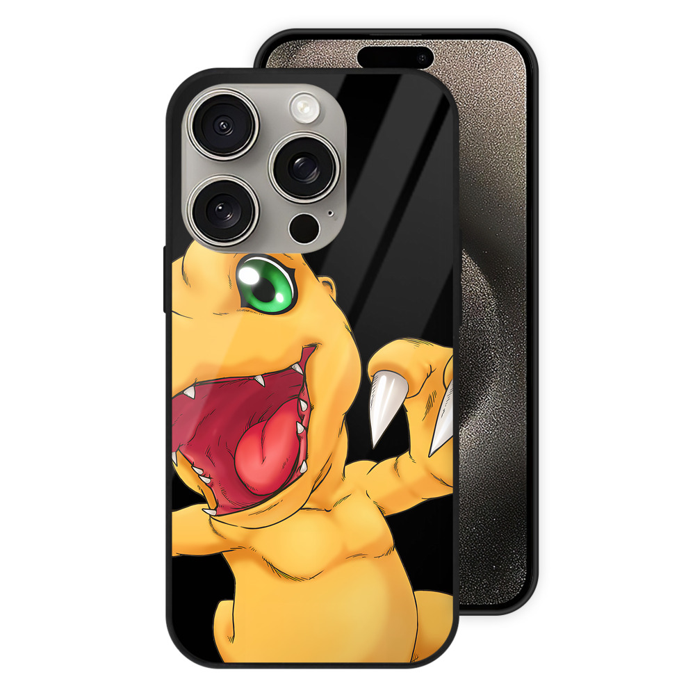 （画像用） Digimon デジタルモンスター/デジモン 【iPhone15Pro対応】スマホケース 耐衝撃＆黄変防止 背面ガラス