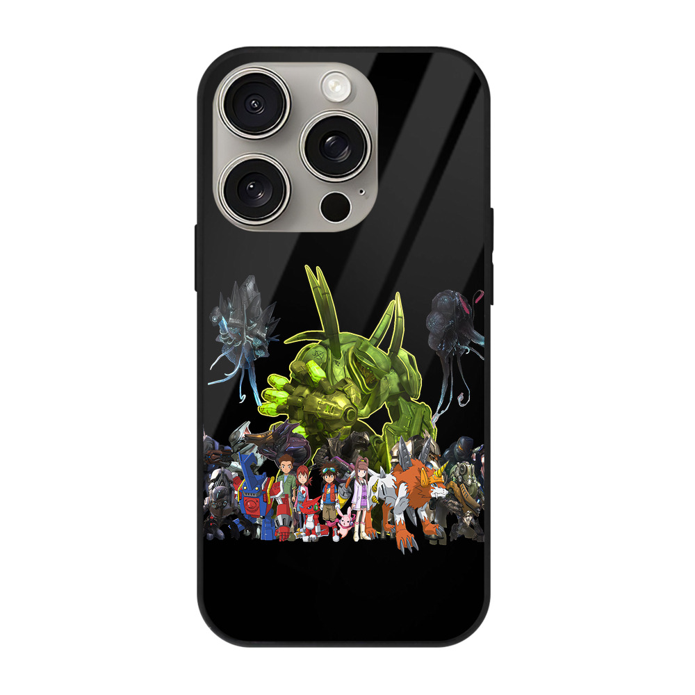 （画像用） Digimon デジタルモンスター/デジモン 【iPhone15Pro対応】スマホケース 耐衝撃＆黄変防止 背面ガラス