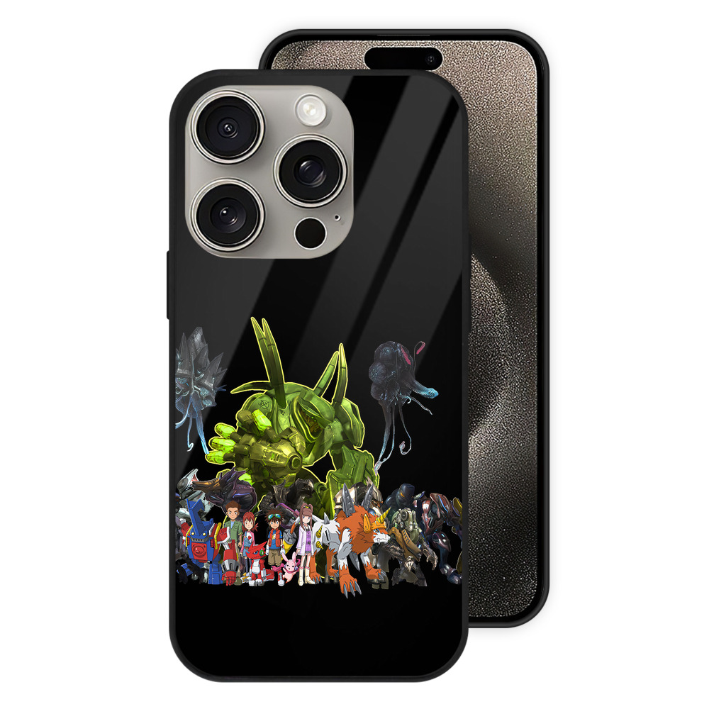 （画像用） Digimon デジタルモンスター/デジモン 【iPhone15Pro対応】スマホケース 耐衝撃＆黄変防止 背面ガラス