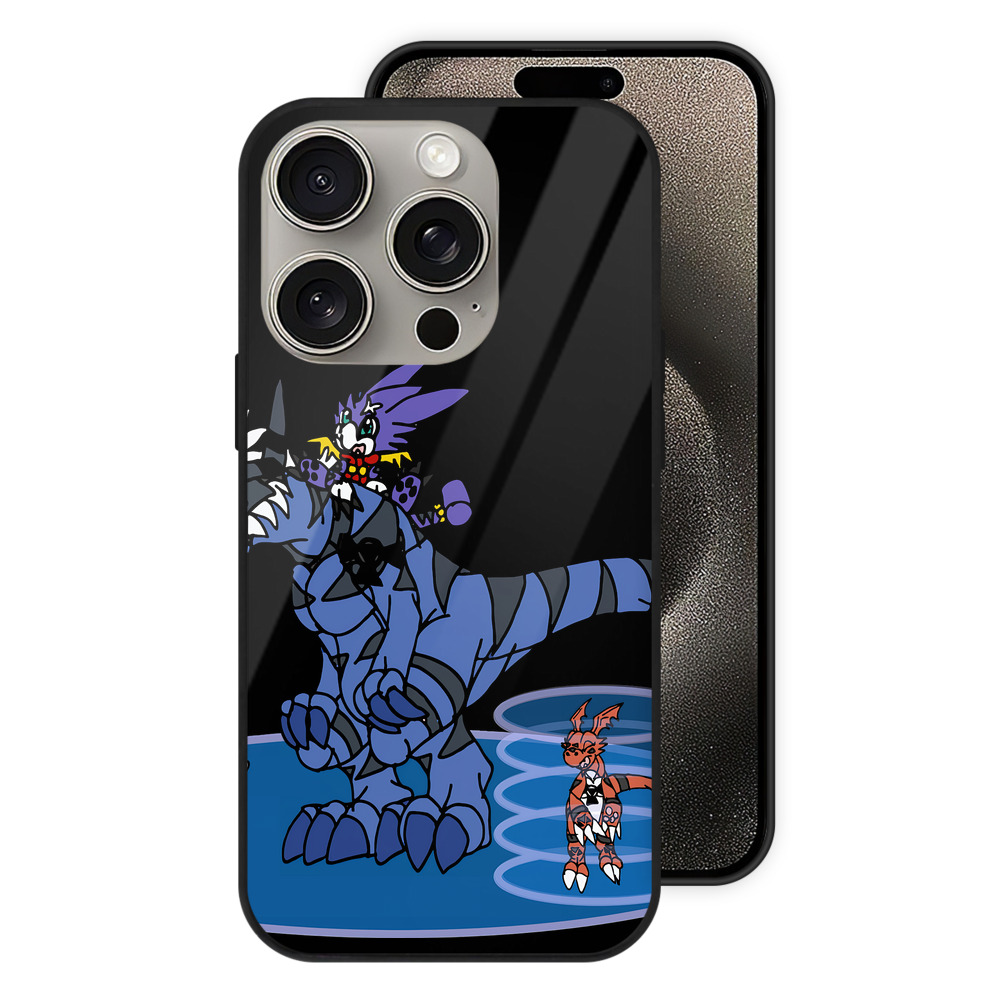 （画像用） Digimon デジタルモンスター/デジモン 【iPhone15Pro対応】スマホケース 耐衝撃＆黄変防止 背面ガラス