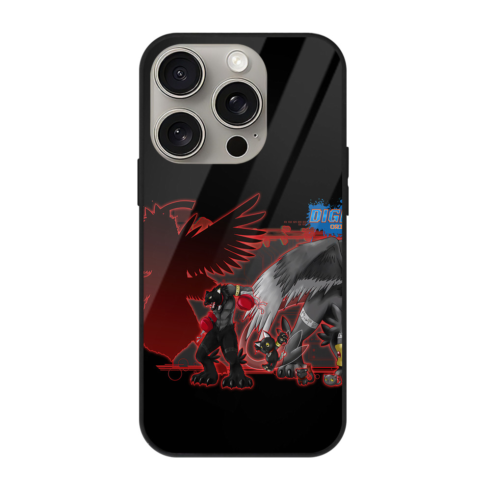 （画像用） Digimon デジタルモンスター/デジモン 【iPhone15Pro対応】スマホケース 耐衝撃＆黄変防止 背面ガラス