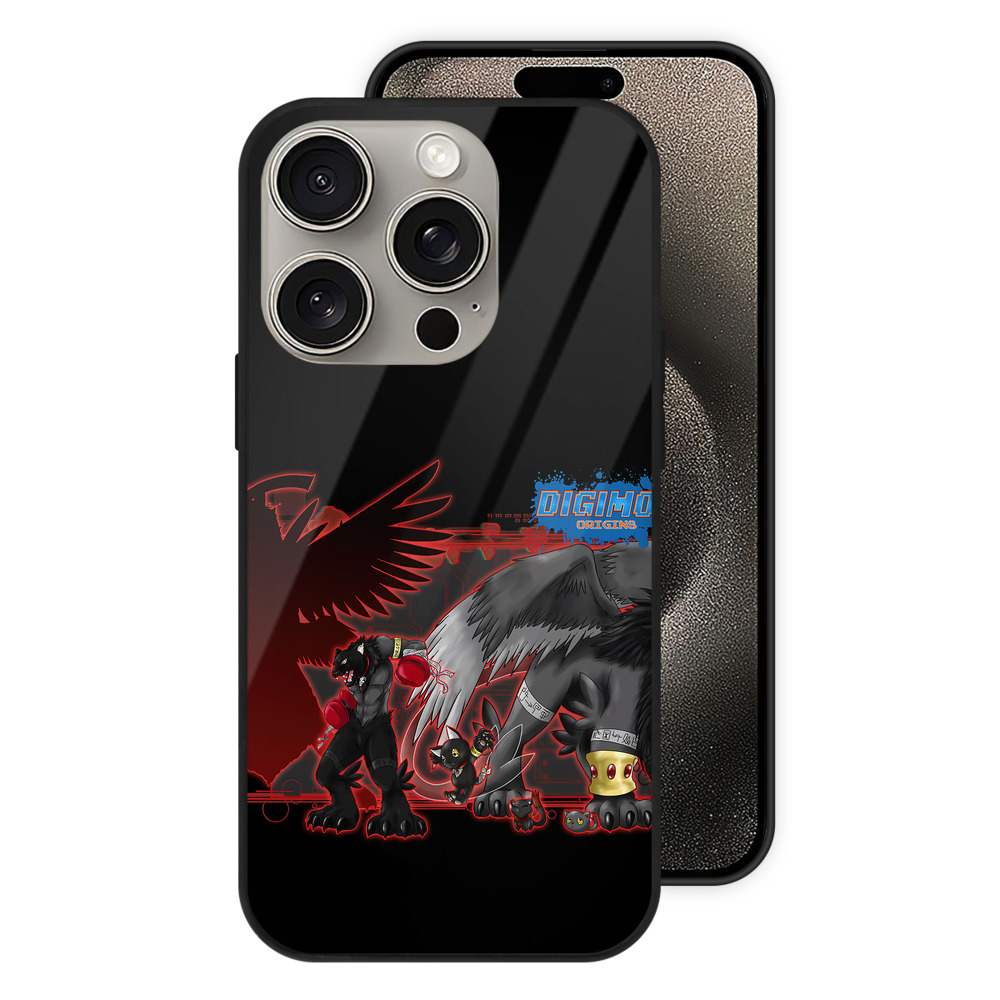 （画像用） Digimon デジタルモンスター/デジモン 【iPhone15Pro対応】スマホケース 耐衝撃＆黄変防止 背面ガラス