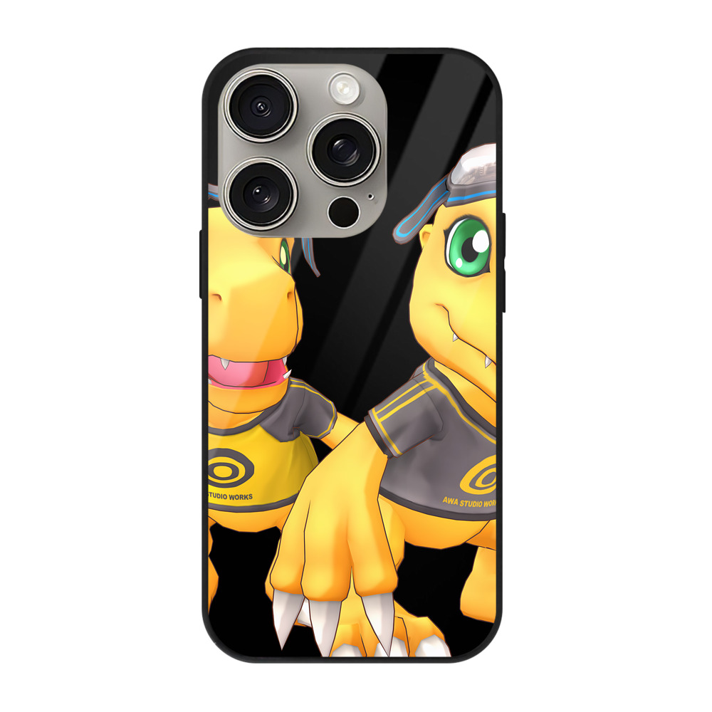 （画像用） Digimon デジタルモンスター/デジモン 【iPhone15Pro対応】スマホケース 耐衝撃＆黄変防止 背面ガラス