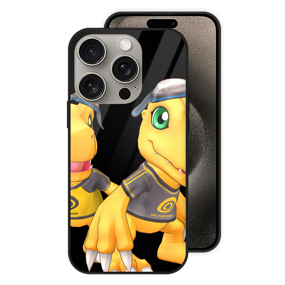 （画像用） Digimon デジタルモンスター/デジモン 【iPhone15Pro対応】スマホケース 耐衝撃＆黄変防止 背面ガラス