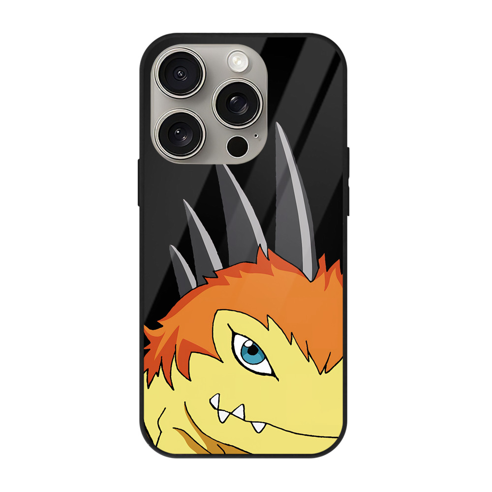 （画像用） Digimon デジタルモンスター/デジモン 【iPhone15Pro対応】スマホケース 耐衝撃＆黄変防止 背面ガラス
