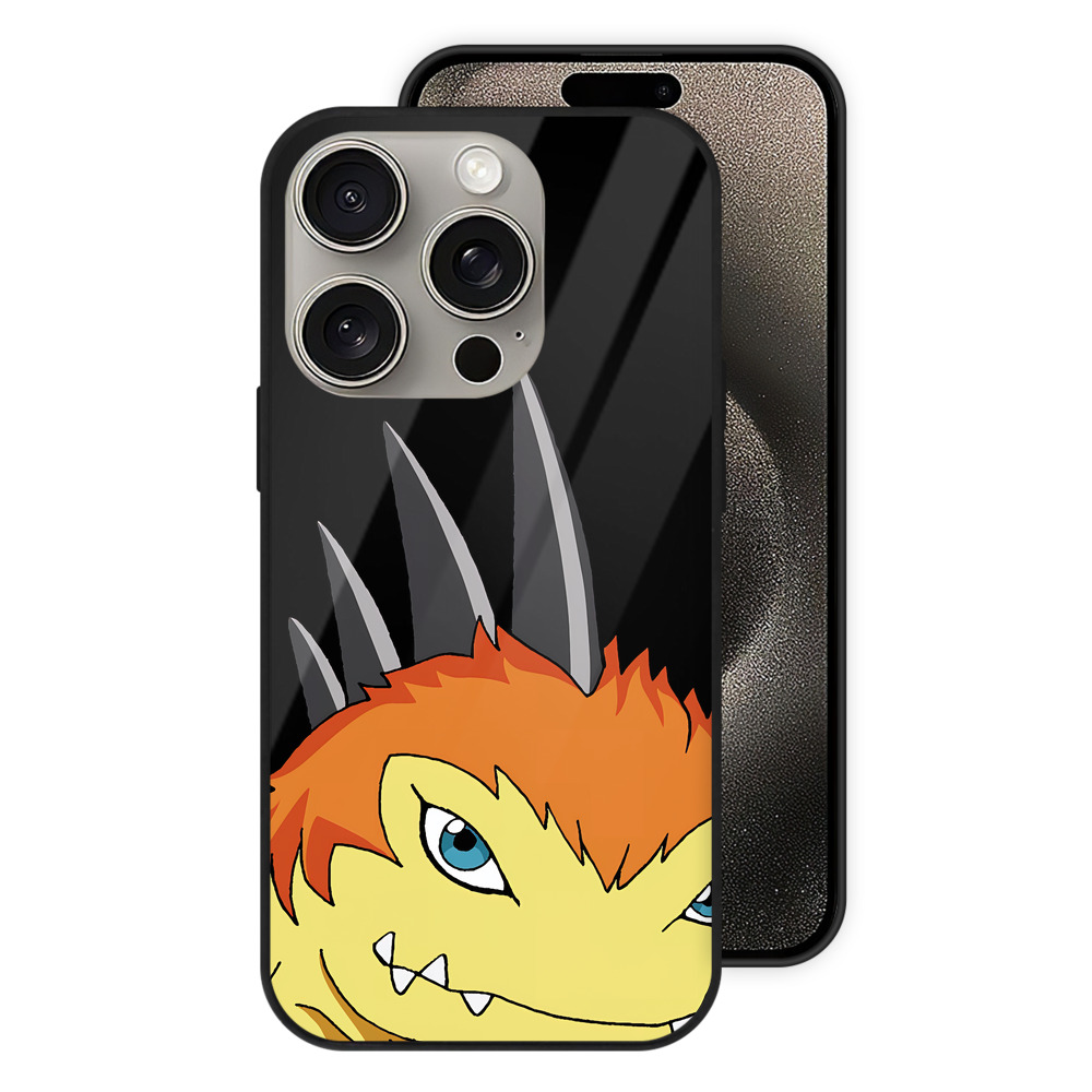 （画像用） Digimon デジタルモンスター/デジモン 【iPhone15Pro対応】スマホケース 耐衝撃＆黄変防止 背面ガラス