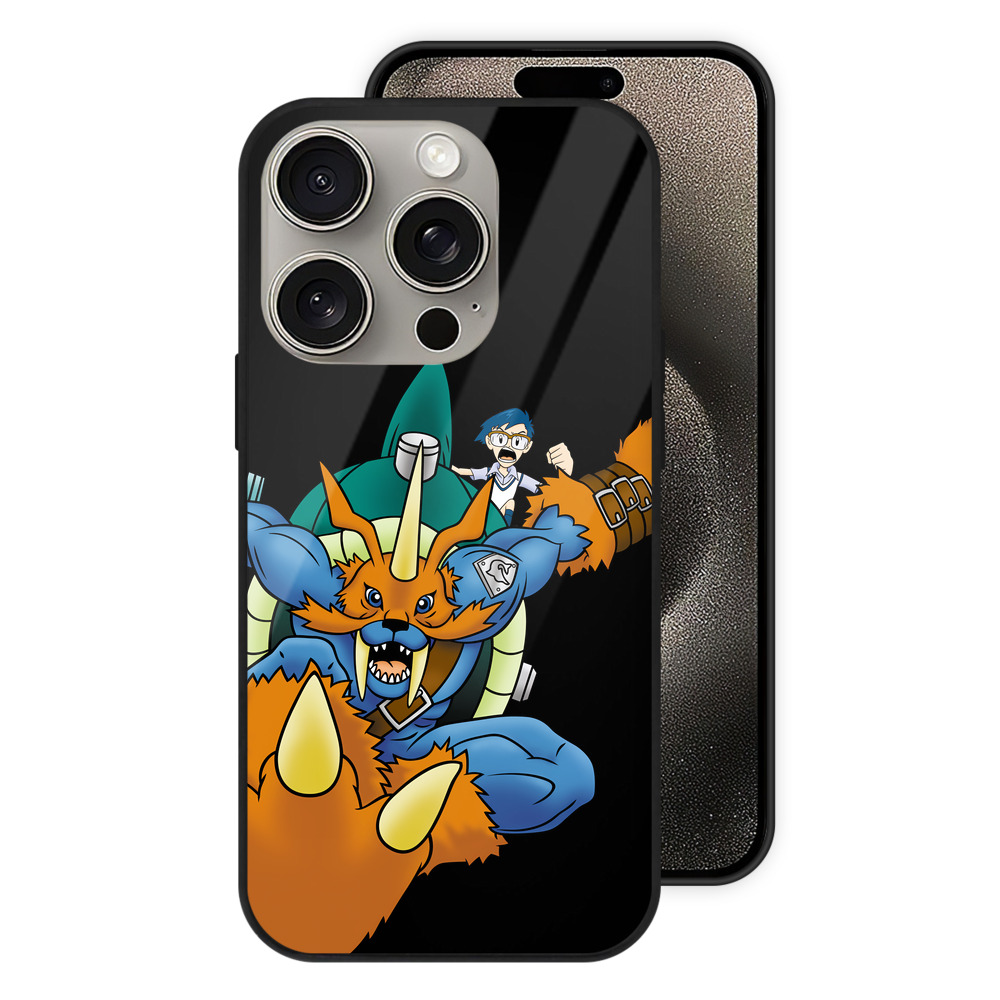 （画像用） Digimon デジタルモンスター/デジモン 【iPhone15Pro対応】スマホケース 耐衝撃＆黄変防止 背面ガラス