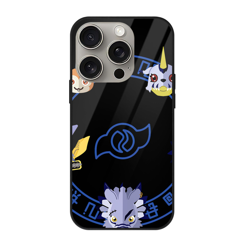 （画像用） Digimon デジタルモンスター/デジモン 【iPhone15Pro対応】スマホケース 耐衝撃＆黄変防止 背面ガラス