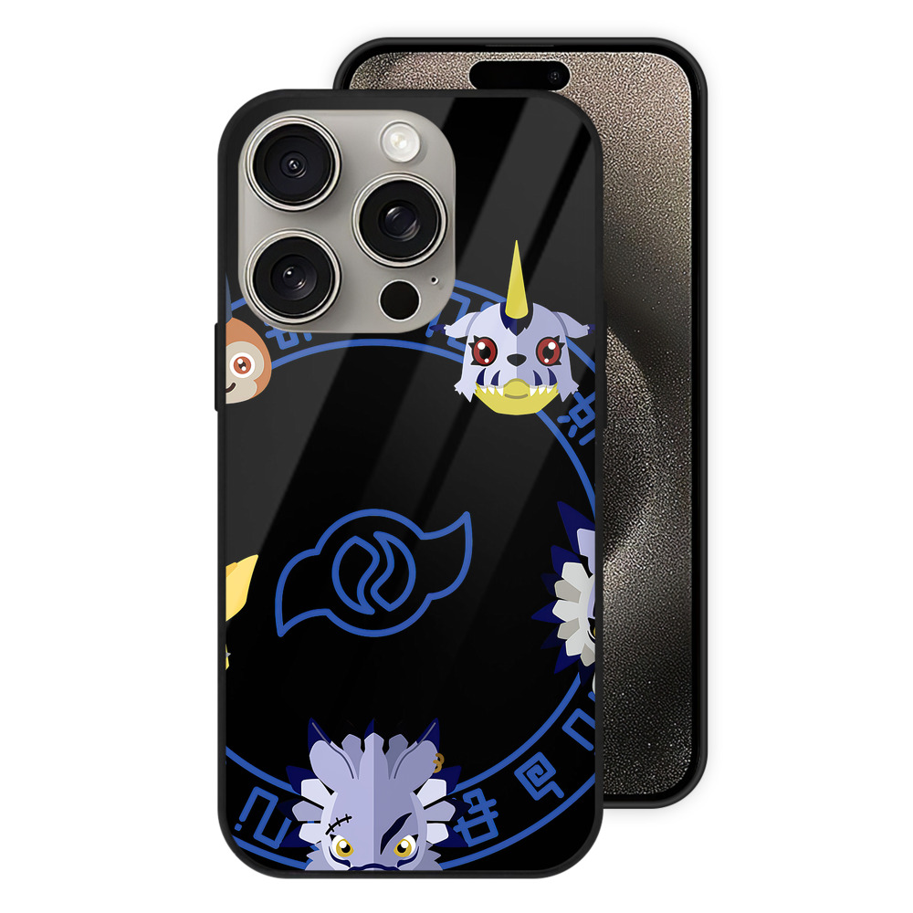 （画像用） Digimon デジタルモンスター/デジモン 【iPhone15Pro対応】スマホケース 耐衝撃＆黄変防止 背面ガラス