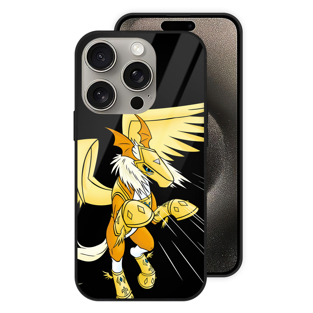 （画像用） Digimon デジタルモンスター/デジモン 【iPhone15Pro対応】スマホケース 耐衝撃＆黄変防止 背面ガラス