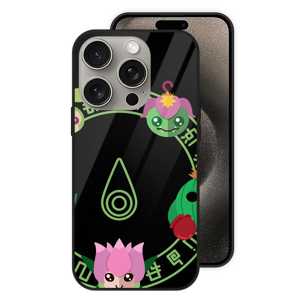 （画像用） Digimon デジタルモンスター/デジモン 【iPhone15Pro対応】スマホケース 耐衝撃＆黄変防止 背面ガラス