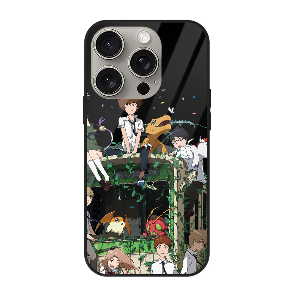（画像用） Digimon デジタルモンスター/デジモン 【iPhone15Pro対応】スマホケース 耐衝撃＆黄変防止 背面ガラス