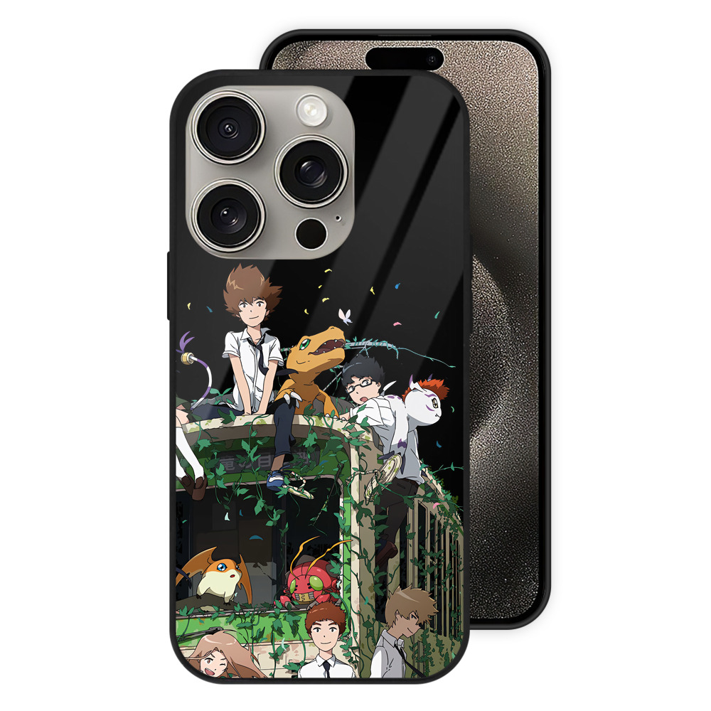 （画像用） Digimon デジタルモンスター/デジモン 【iPhone15Pro対応】スマホケース 耐衝撃＆黄変防止 背面ガラス