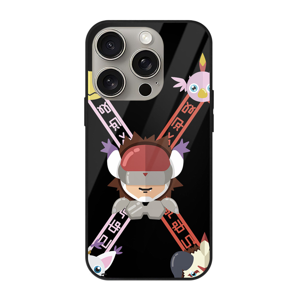 （画像用） Digimon デジタルモンスター/デジモン 【iPhone15Pro対応】スマホケース 耐衝撃＆黄変防止 背面ガラス