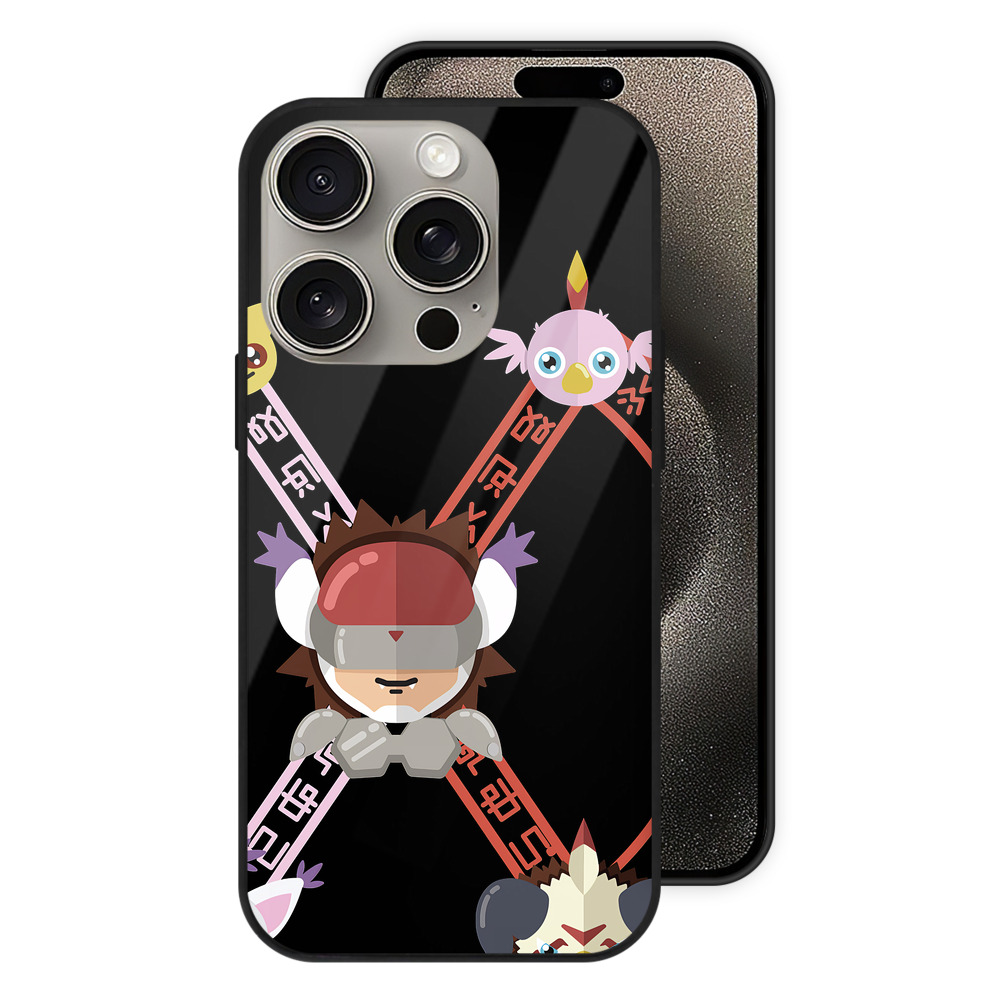 （画像用） Digimon デジタルモンスター/デジモン 【iPhone15Pro対応】スマホケース 耐衝撃＆黄変防止 背面ガラス