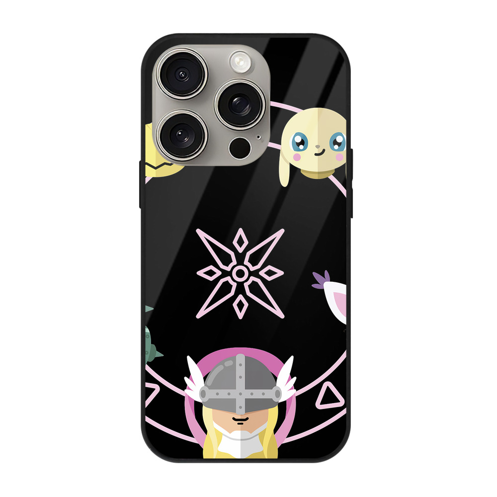 （画像用） Digimon デジタルモンスター/デジモン 【iPhone15Pro対応】スマホケース 耐衝撃＆黄変防止 背面ガラス