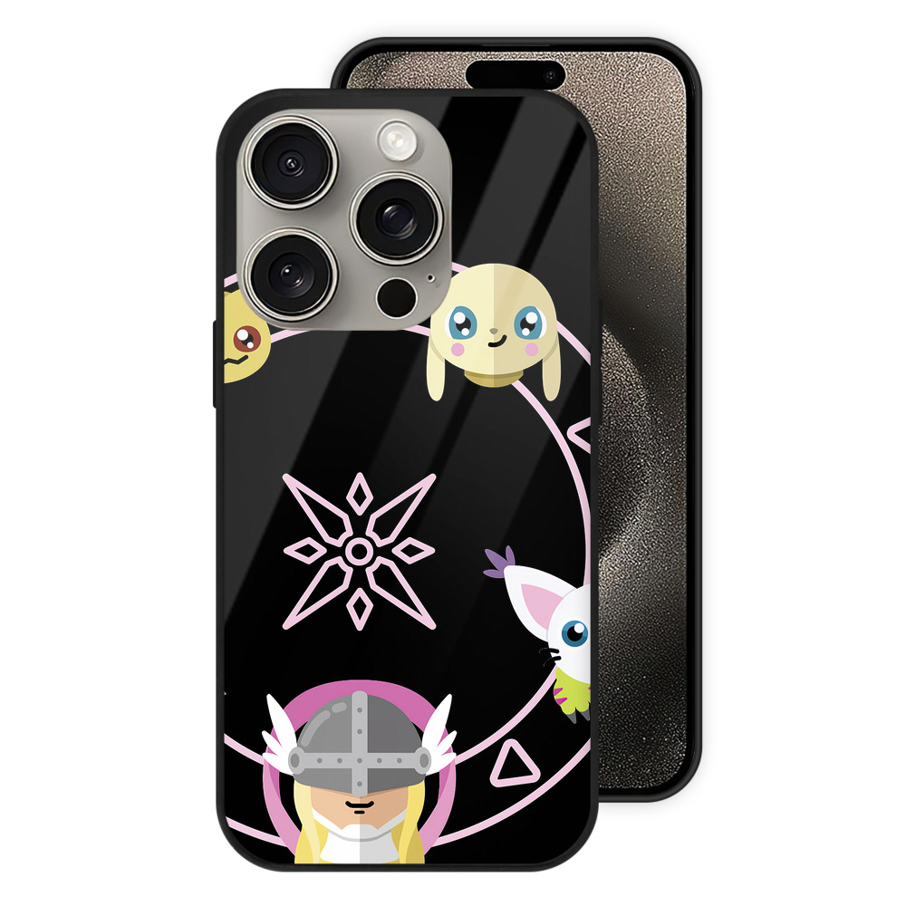 （画像用） Digimon デジタルモンスター/デジモン 【iPhone15Pro対応】スマホケース 耐衝撃＆黄変防止 背面ガラス