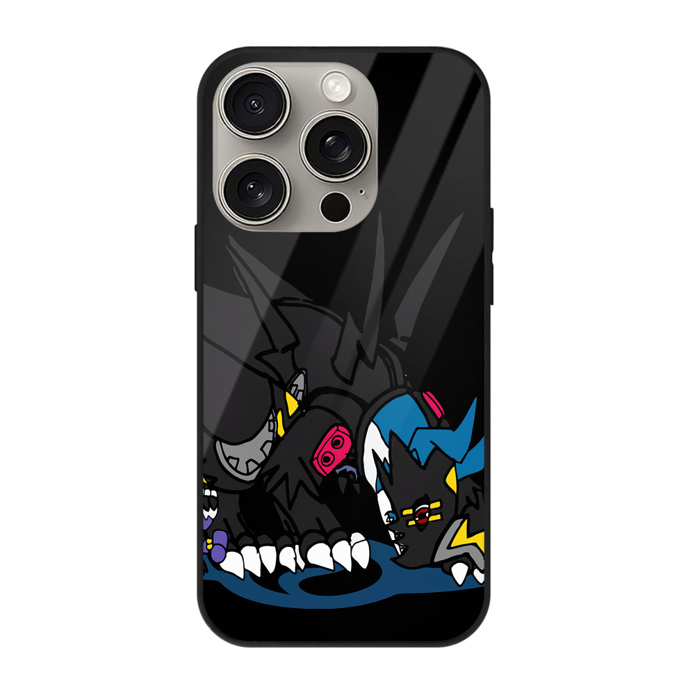（画像用） Digimon デジタルモンスター/デジモン 【iPhone15Pro対応】スマホケース 耐衝撃＆黄変防止 背面ガラス