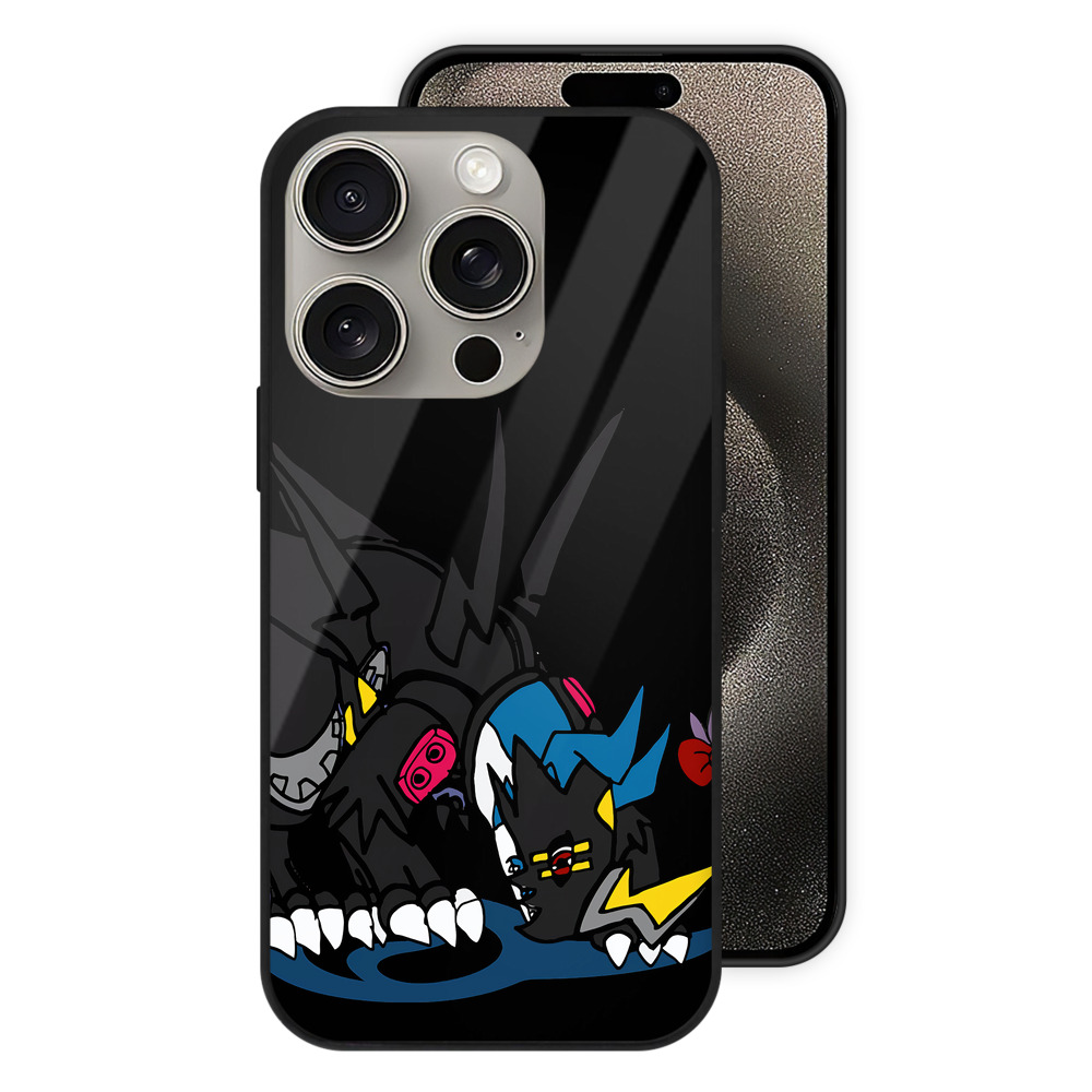 （画像用） Digimon デジタルモンスター/デジモン 【iPhone15Pro対応】スマホケース 耐衝撃＆黄変防止 背面ガラス