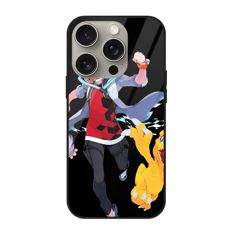 （画像用） Digimon デジタルモンスター/デジモン 【iPhone15Pro対応】スマホケース 耐衝撃＆黄変防止 背面ガラス