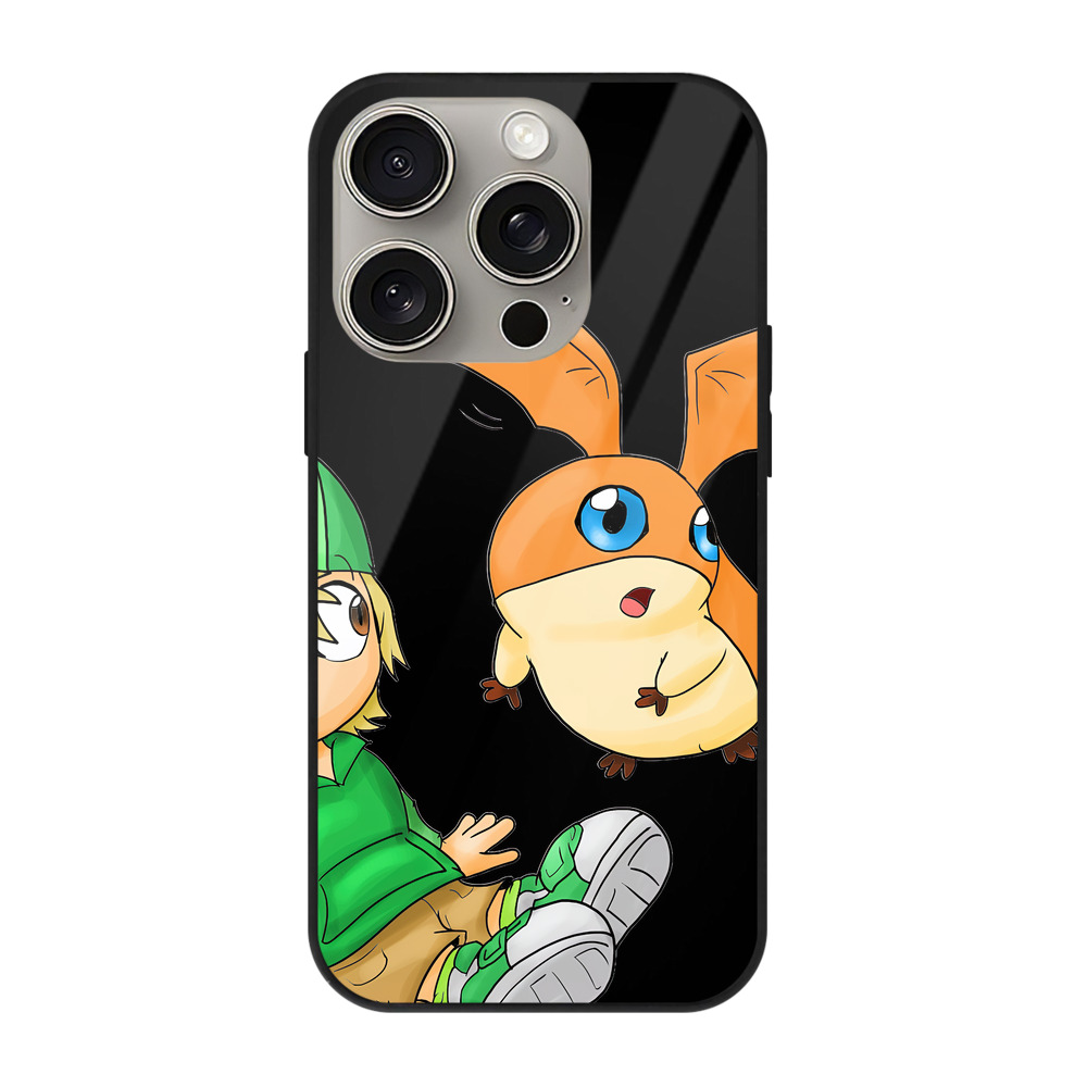 （画像用） Digimon デジタルモンスター/デジモン 【iPhone15Pro対応】スマホケース 耐衝撃＆黄変防止 背面ガラス
