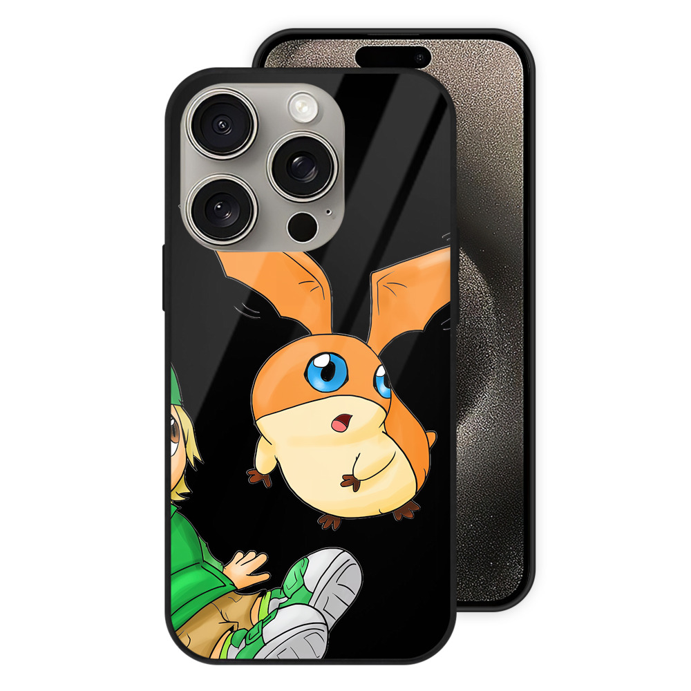 （画像用） Digimon デジタルモンスター/デジモン 【iPhone15Pro対応】スマホケース 耐衝撃＆黄変防止 背面ガラス