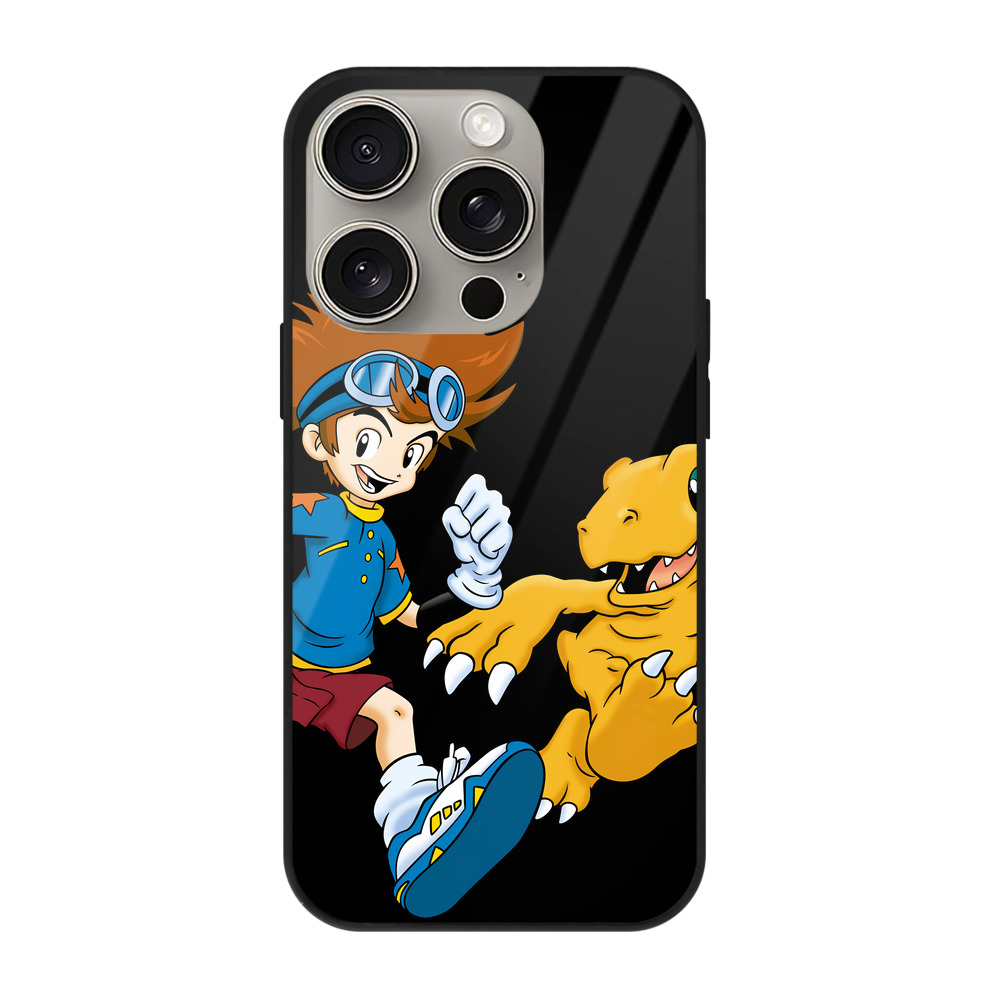 （画像用） Digimon デジタルモンスター/デジモン 【iPhone15Pro対応】スマホケース 耐衝撃＆黄変防止 背面ガラス