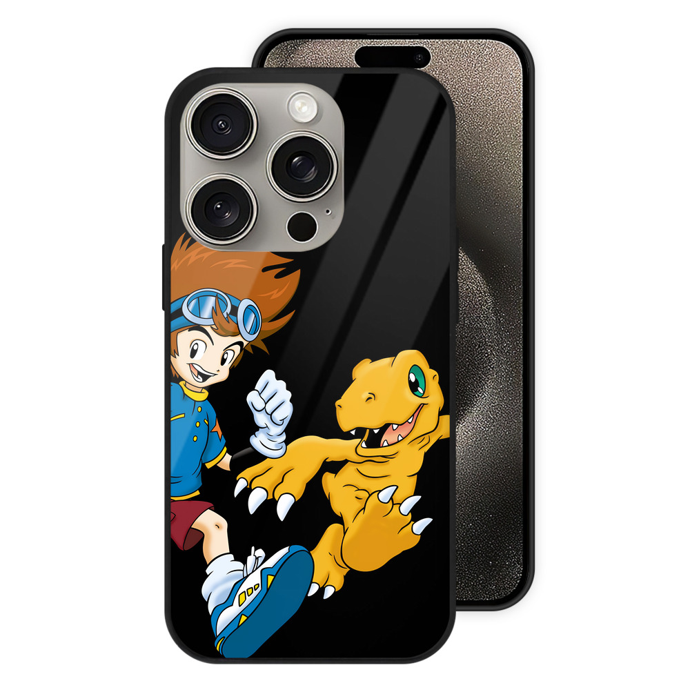 （画像用） Digimon デジタルモンスター/デジモン 【iPhone15Pro対応】スマホケース 耐衝撃＆黄変防止 背面ガラス