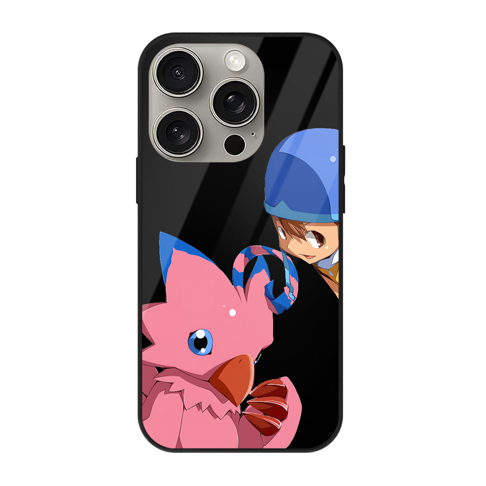 （画像用） Digimon デジタルモンスター/デジモン 【iPhone15Pro対応】スマホケース 耐衝撃＆黄変防止 背面ガラス