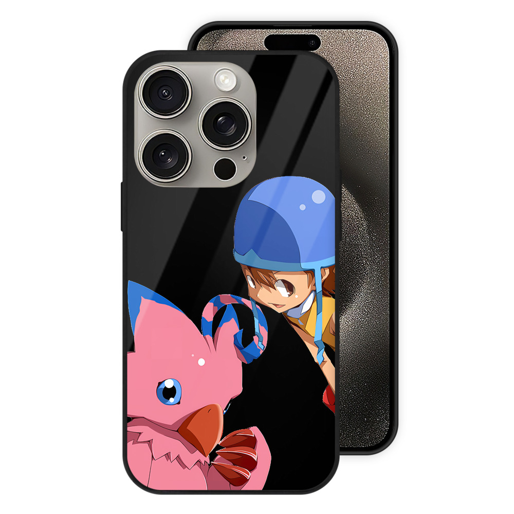 （画像用） Digimon デジタルモンスター/デジモン 【iPhone15Pro対応】スマホケース 耐衝撃＆黄変防止 背面ガラス
