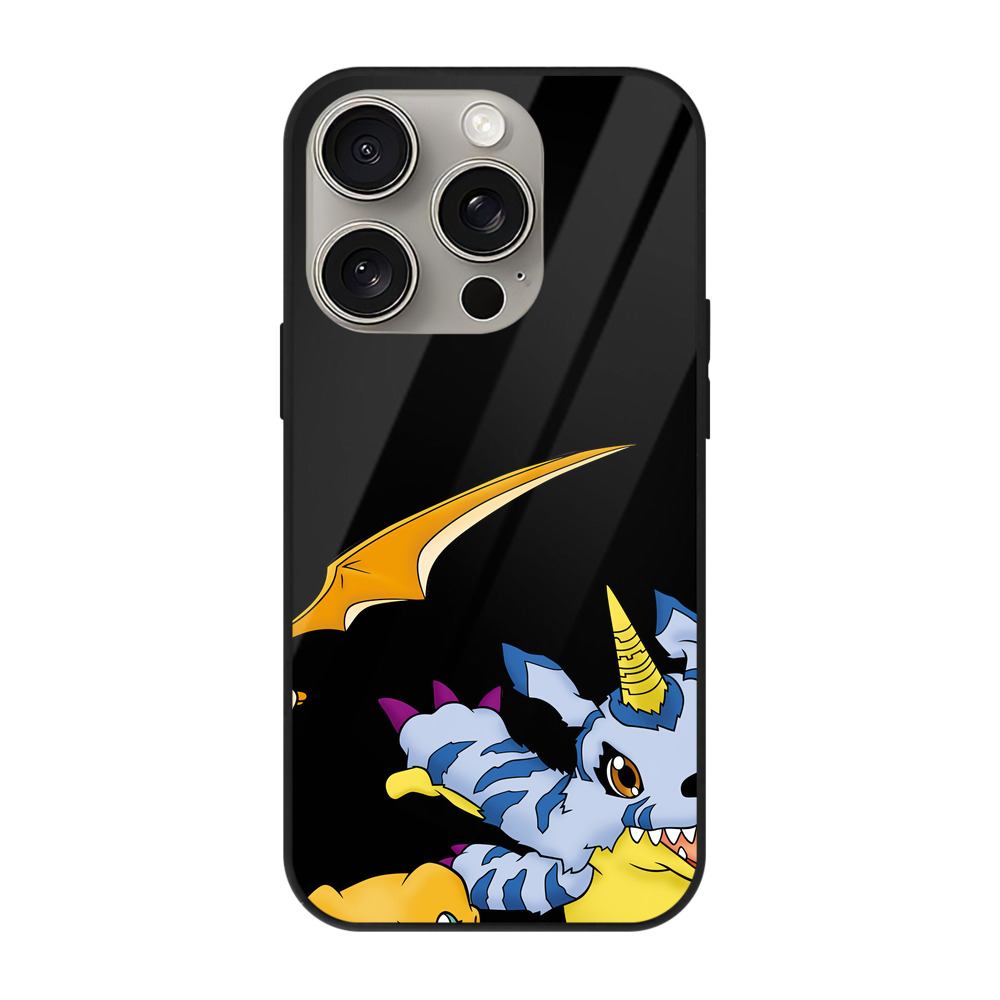 （画像用） Digimon デジタルモンスター/デジモン 【iPhone15Pro対応】スマホケース 耐衝撃＆黄変防止 背面ガラス
