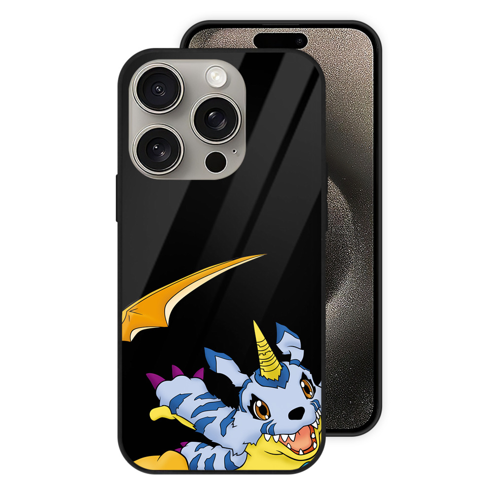 （画像用） Digimon デジタルモンスター/デジモン 【iPhone15Pro対応】スマホケース 耐衝撃＆黄変防止 背面ガラス