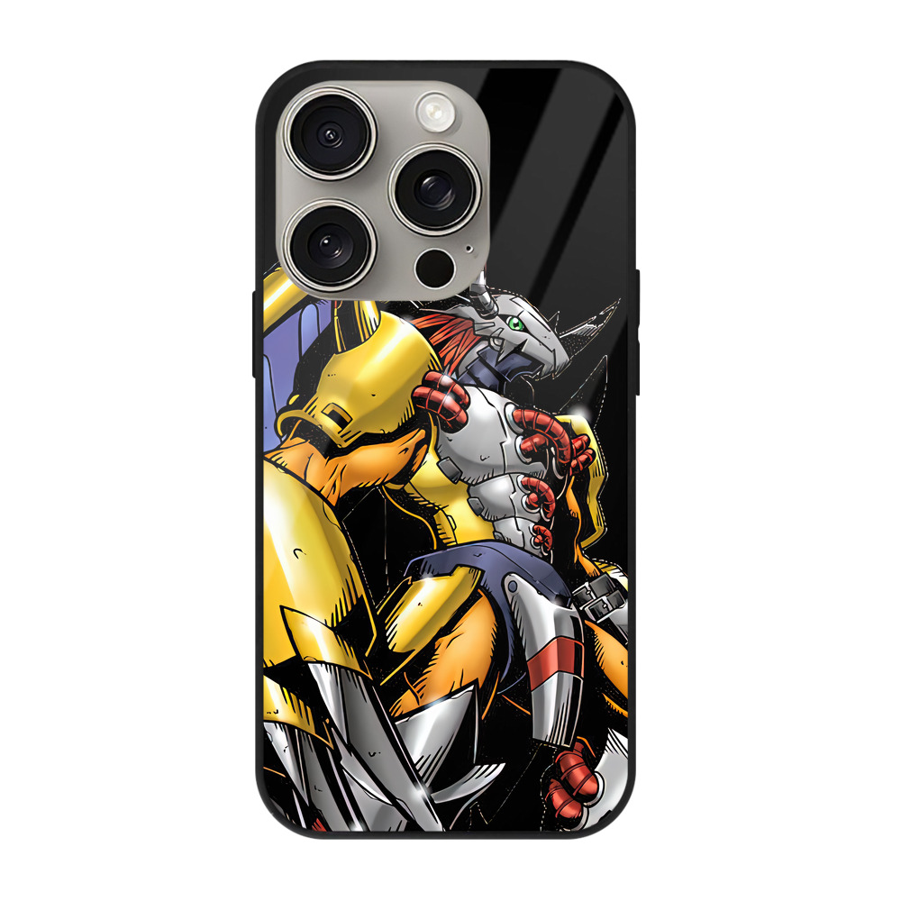 （画像用） Digimon デジタルモンスター/デジモン 【iPhone15Pro対応】スマホケース 耐衝撃＆黄変防止 背面ガラス