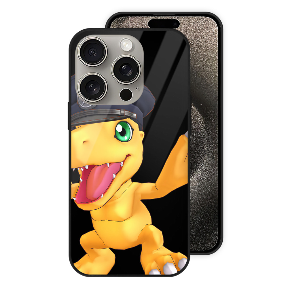（画像用） Digimon デジタルモンスター/デジモン 【iPhone15Pro対応】スマホケース 耐衝撃＆黄変防止 背面ガラス