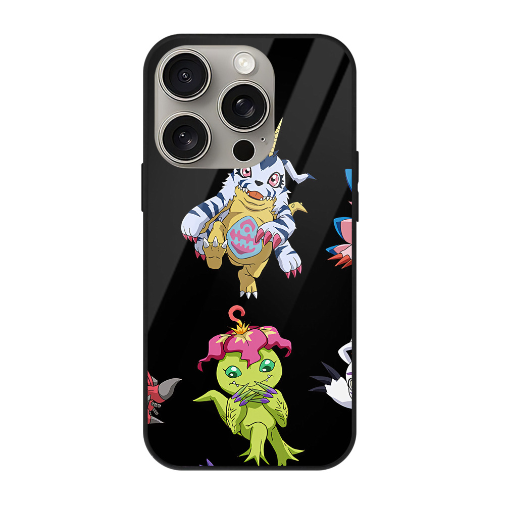 （画像用） Digimon デジタルモンスター/デジモン 【iPhone15Pro対応】スマホケース 耐衝撃＆黄変防止 背面ガラス
